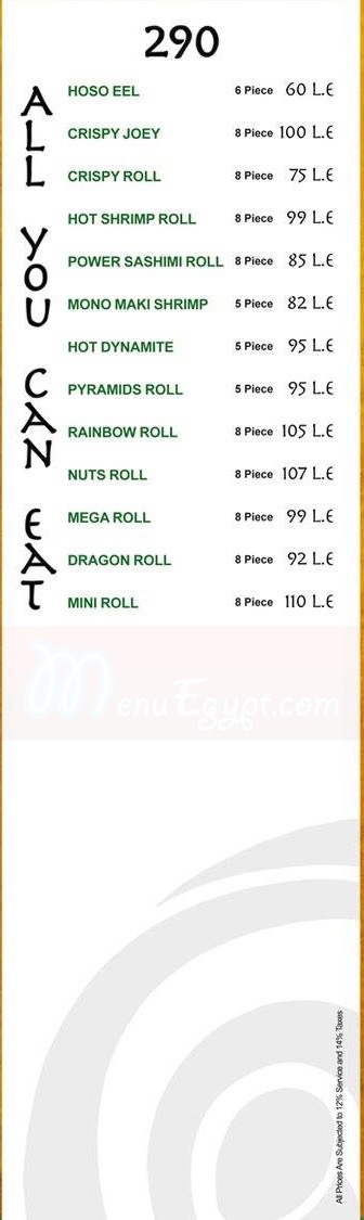 Sashimi Sushi Bar menu Egypt 2